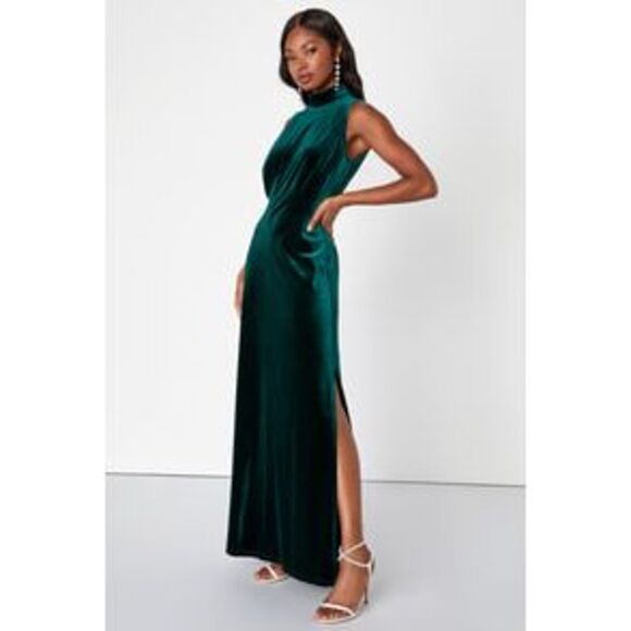 Lulus Dresses & Skirts - Lulus Women Classic Elegance Velvet Sleeveless Maxi Dress Green Basic L